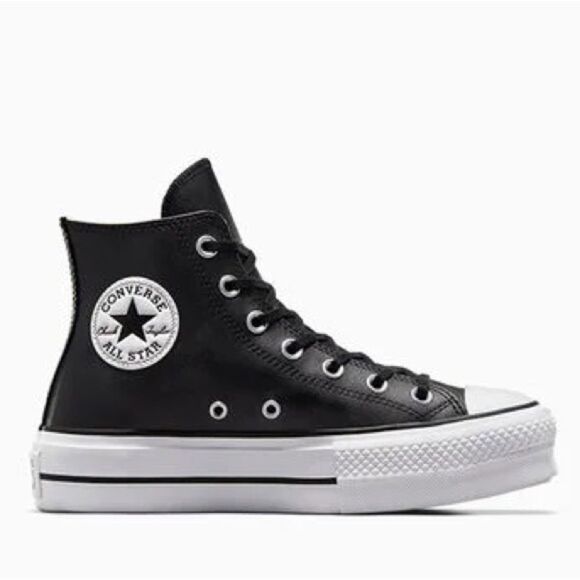 Converse Chuck Taylor All Star Lift Leather High Top black white Platform - Picture 1 of 11